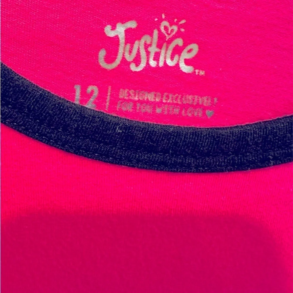 Justice Kids Long Sleeve Pink and Black Dance Tee